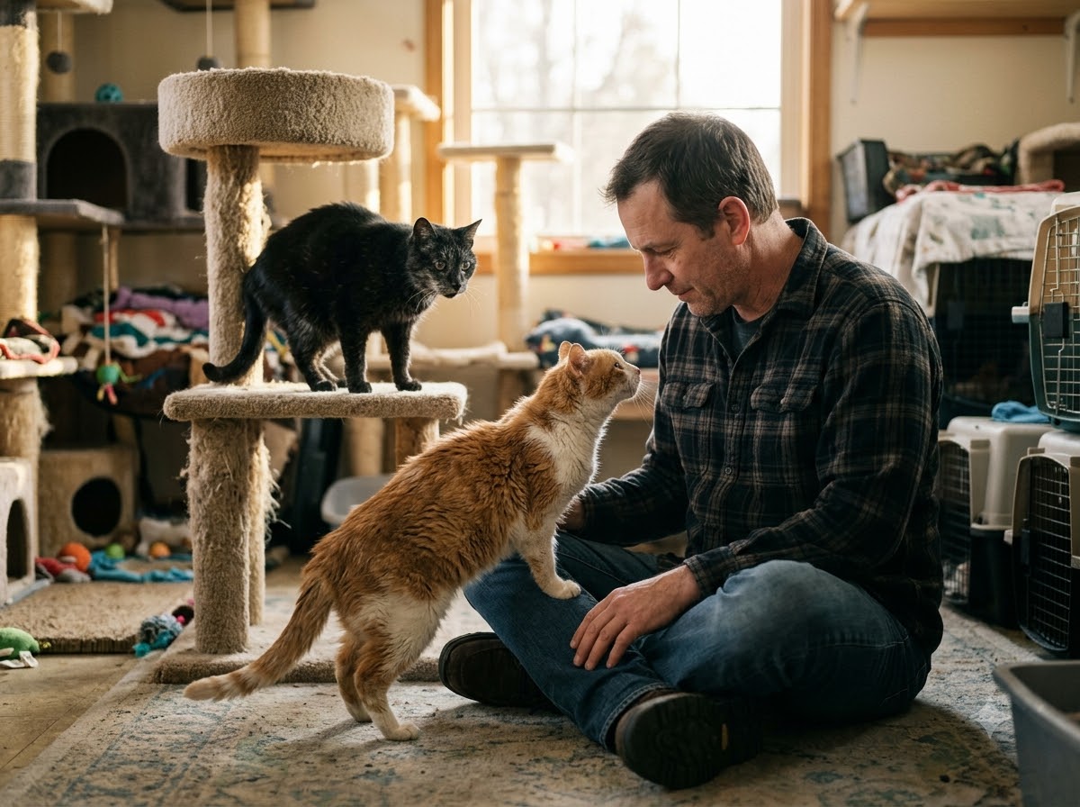 Two Old Cats Refused to Be Separated. One Couple Took Both Home